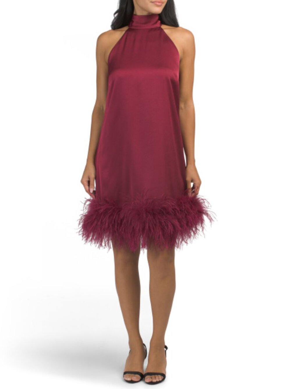 UNGARO Sari Feather Trim Mini Dress